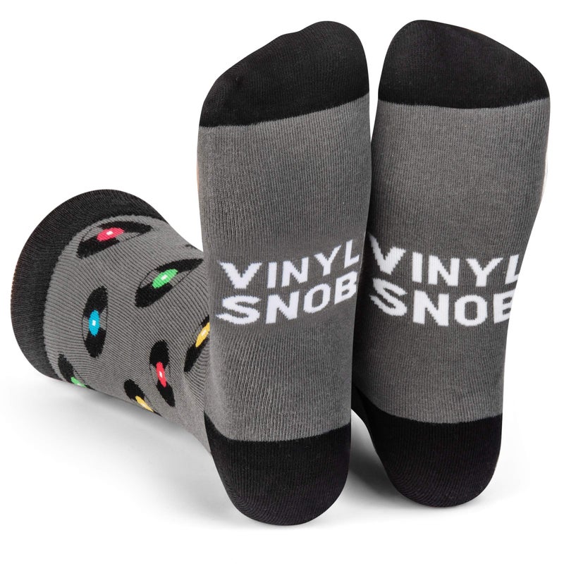 Lavley - Nerd Socks - Funny Gifts for Book Lovers, Music Lovers, Men and Women (US, Alpha, One Size, Regular, Regular, Vinyl) - Image 1